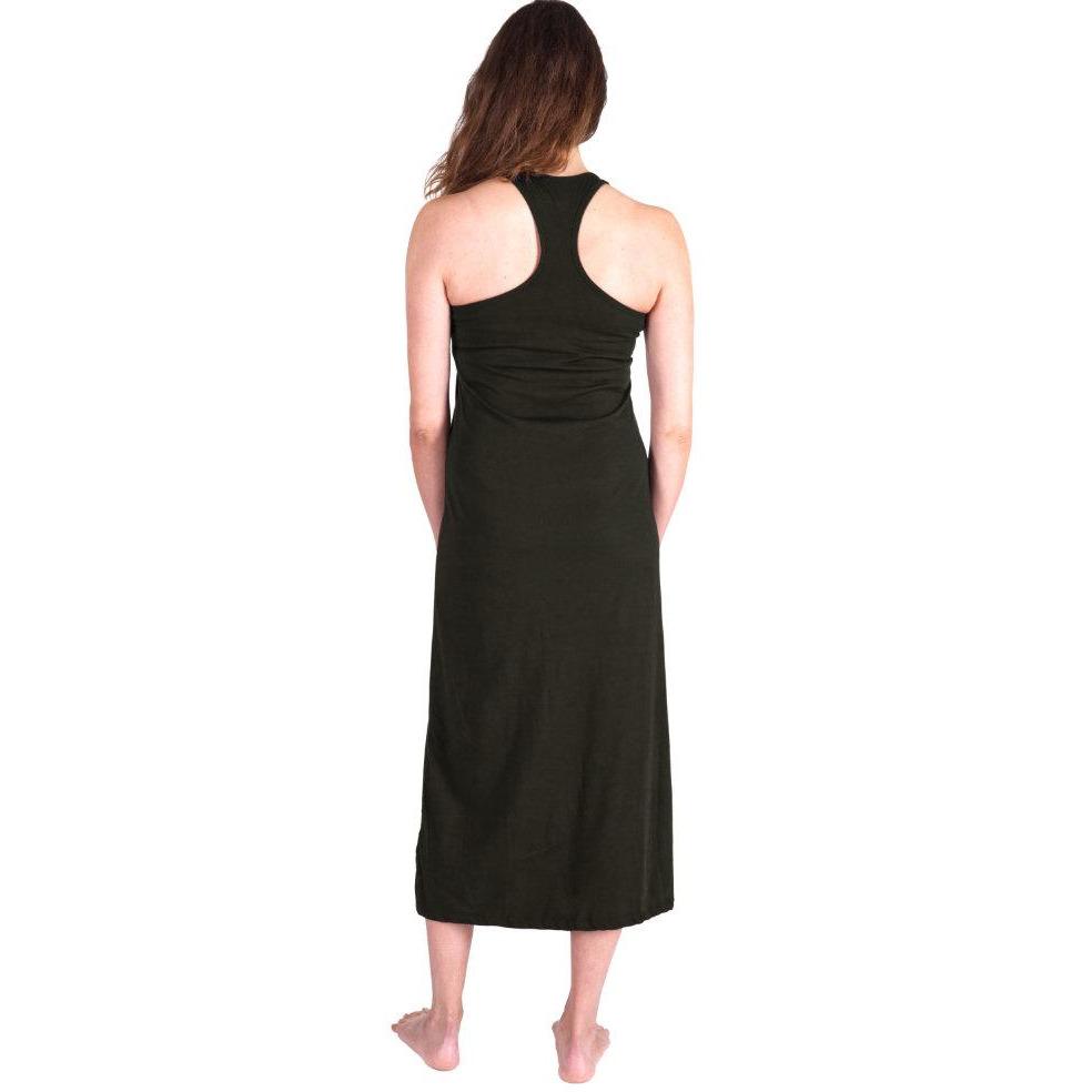 MOISTURE WICKING LONG RACERBACK TANK GOWN WITH SHELF BRA