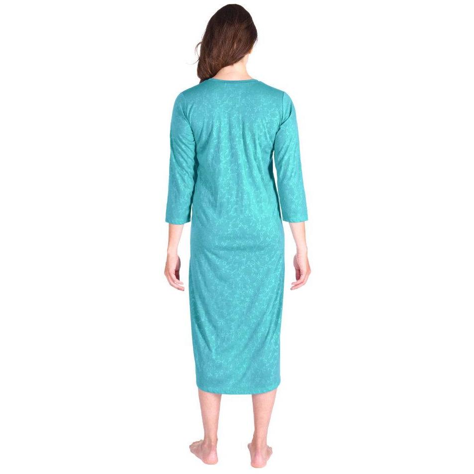 MOISTURE WICKING LONG SCOOP NECK NIGHTGOWN WITH 3/4 SLEEVES 