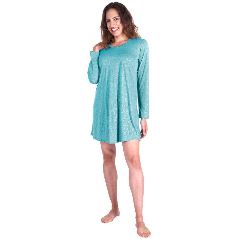 MOISTURE WICKING LONG SLEEVE SCOOP NECK NIGHTSHIRT 