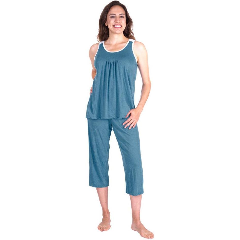 MOISTURE WICKING PLEATED TANK CAPRI SET