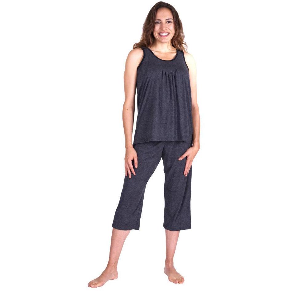 MOISTURE WICKING PLEATED TANK CAPRI SET