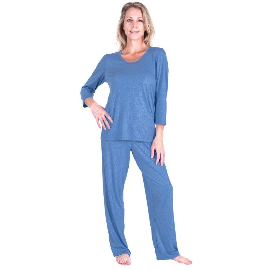 MOISTURE WICKING SCOOP NECK PAJAMA SET -3/4 SLEEVES