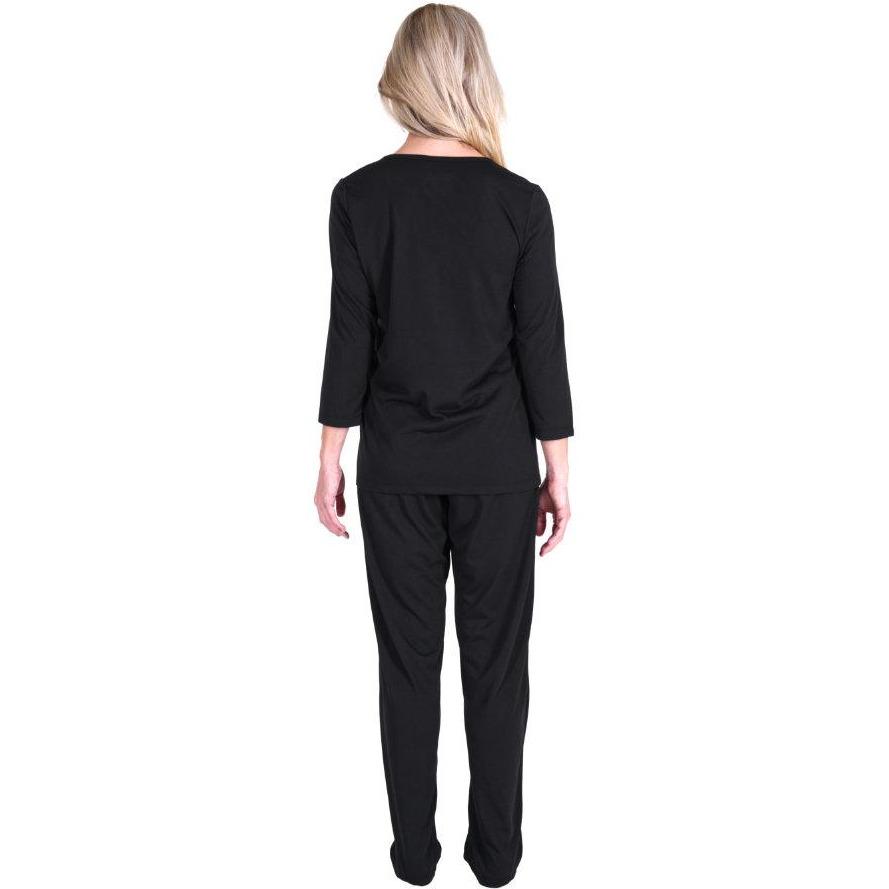 MOISTURE WICKING SCOOP NECK PAJAMA SET -3/4 SLEEVES