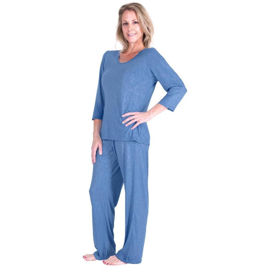 MOISTURE WICKING SCOOP NECK PAJAMA SET -3/4 SLEEVES