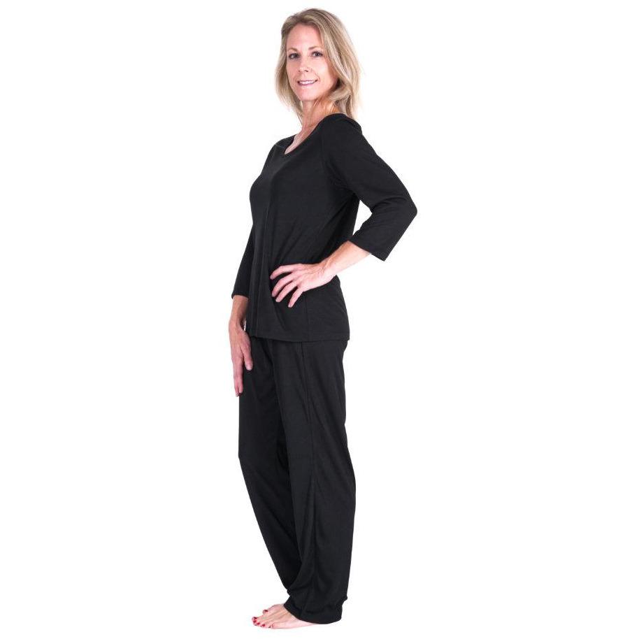 MOISTURE WICKING SCOOP NECK PAJAMA SET -3/4 SLEEVES