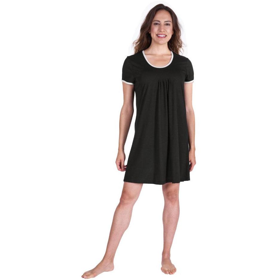 PLEATED FRONT MOISTURE WICKING SHORT SLEEVE NIGHTIE