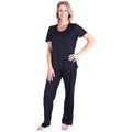 MOISTURE WICKING SCOOP NECK PAJAMA SET - EMBOSSED PRINT