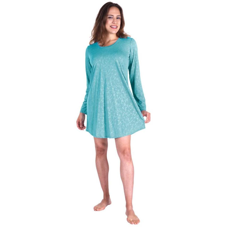 MOISTURE WICKING LONG SLEEVE SCOOP NECK NIGHTSHIRT 