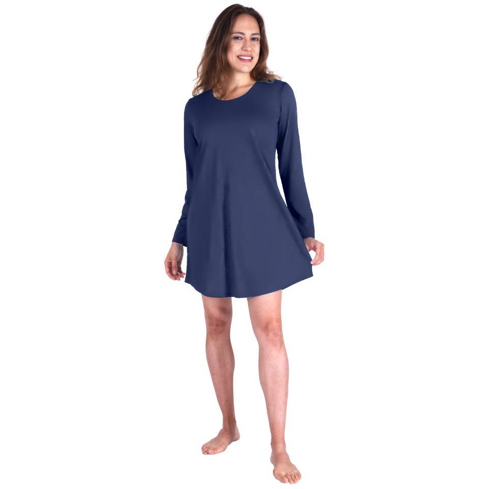 MOISTURE WICKING LONG SLEEVE SCOOP NECK NIGHTSHIRT 