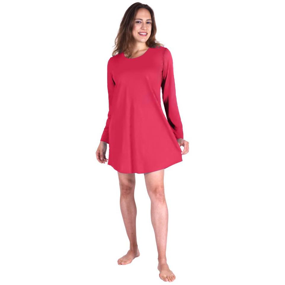MOISTURE WICKING LONG SLEEVE SCOOP NECK NIGHTSHIRT 