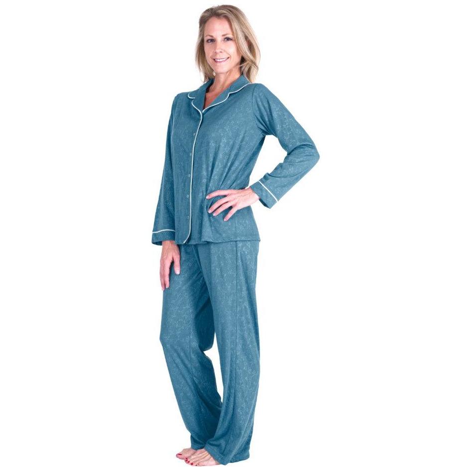 MOISTURE WICKING SOPHIA BUTTON FRONT PAJAMA SET 